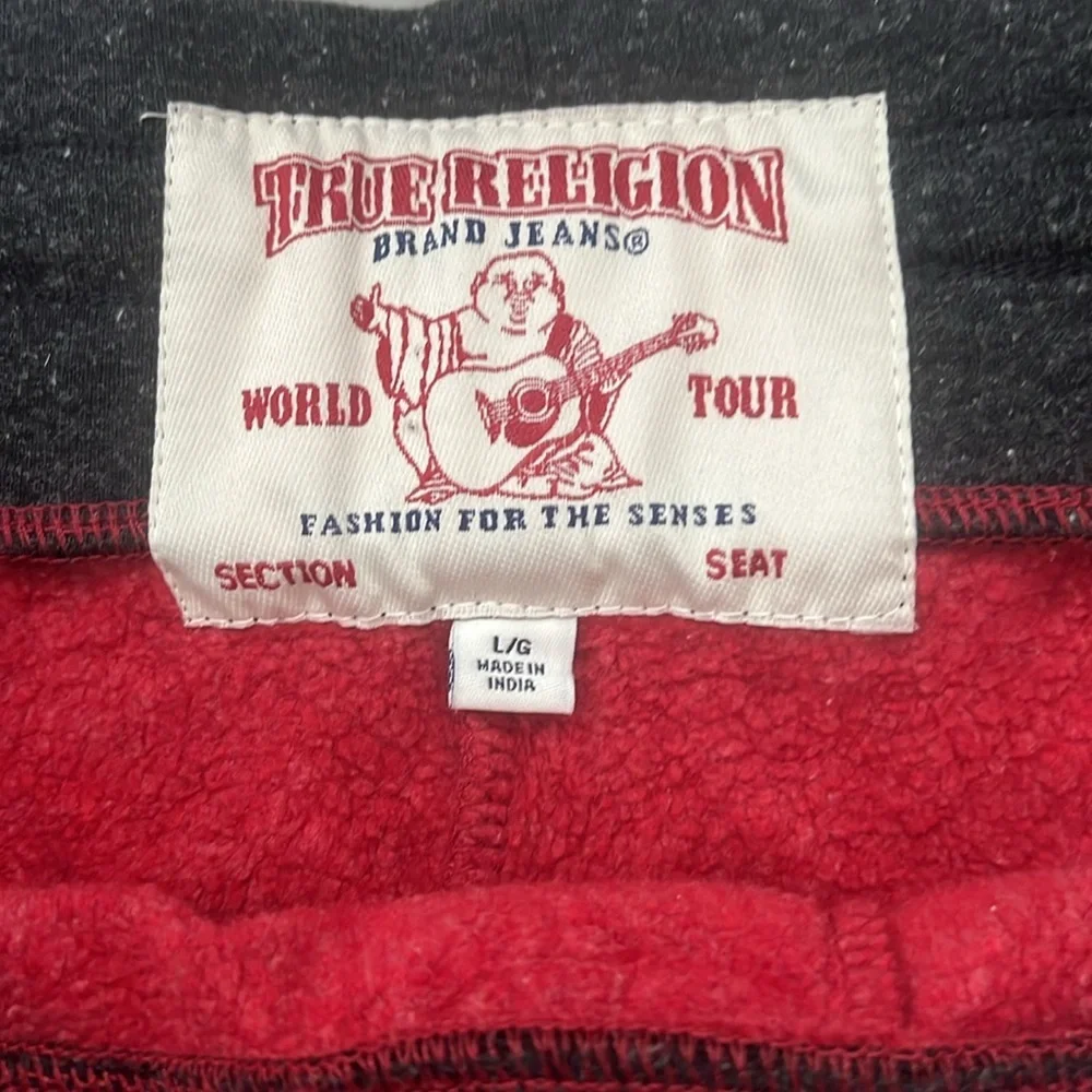 True Religion Cotton Blend Jogger Pant Red/Black Size Large